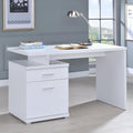 White 2 Drawer Reversible Office Desk White White Office Contemporary,Modern Rectangular Drawers Desk Wood