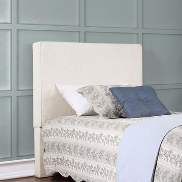 Sand Headboard With Self Welt Details Twin Ivory Wood Bedroom Transitional Foam Upholstered