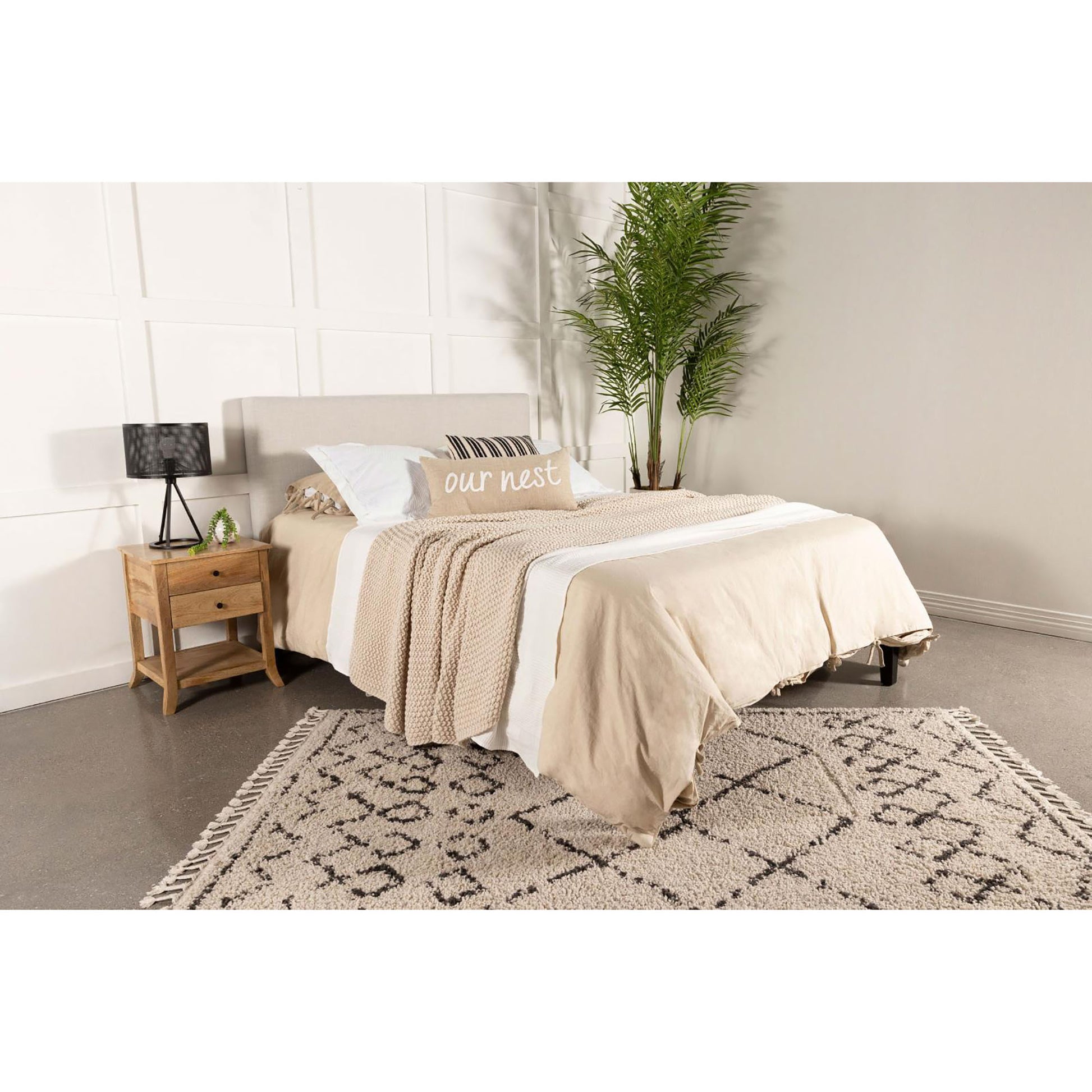 Sand Headboard With Soft Edges Ivory Transitional Foam Upholstered