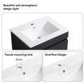 24 Inch Wall Mounted Bathroom Vanity With White Ceramic Basin,Two Soft Close Cabinet Doors, Solid Wood,Excluding Faucets,Black Black Solid Wood