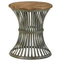 Natural And Blue Distressed Round Accent Table Blue Primary Living Space Farmhouse,Rustic Mango Round Coffee & End Tables Metal