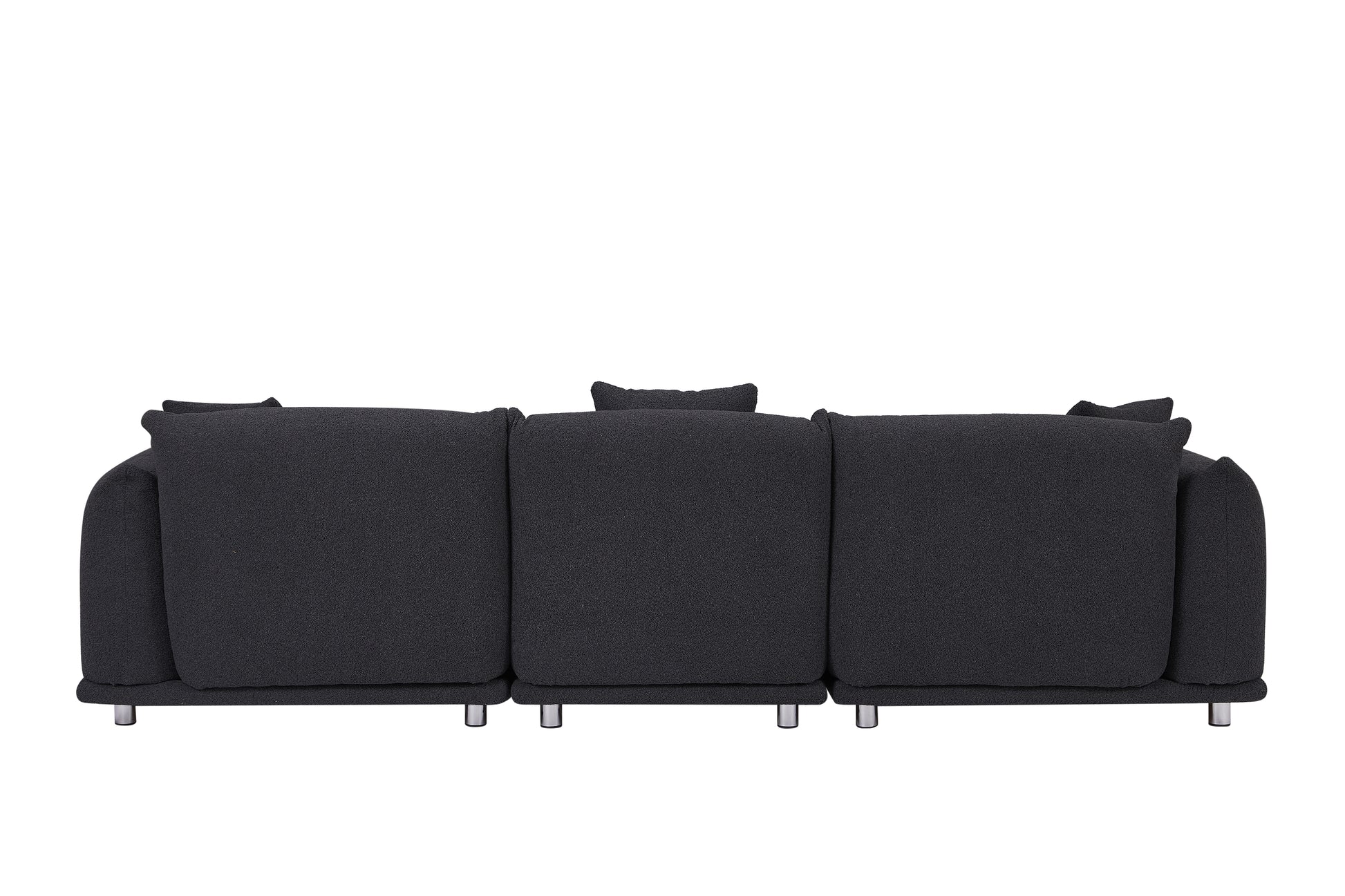 Originality Shapes Black Lambswool Sherpa 4 Seater Sofa With Metal Legs, Solid Wood Frame Couch With 3 Pillows, Linear And Modular Version Design, Possibility Combined Armchair Current Style Black Wood Primary Living Space Heavy Duty Foam Fabric 4 Seat