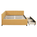 Full Size Upholstered Daybed With 2 Storage Drawers Sofa Bed Frame No Box Spring Needed, Linen Fabric Yellow Yellow Linen