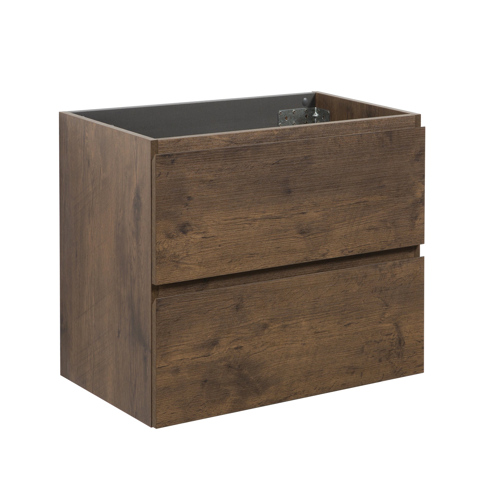 Alice 24W 105,Wall Mount Cabinet Without Basin,Walnut Color,With Two Drawers, Pre Assembled Walnut Melamine