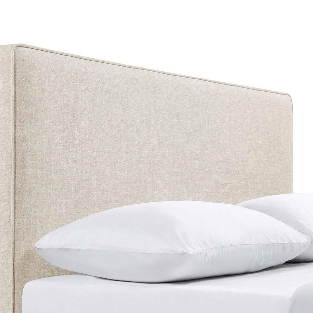 Sand Headboard With Self Welt Details Ivory Transitional Foam Upholstered