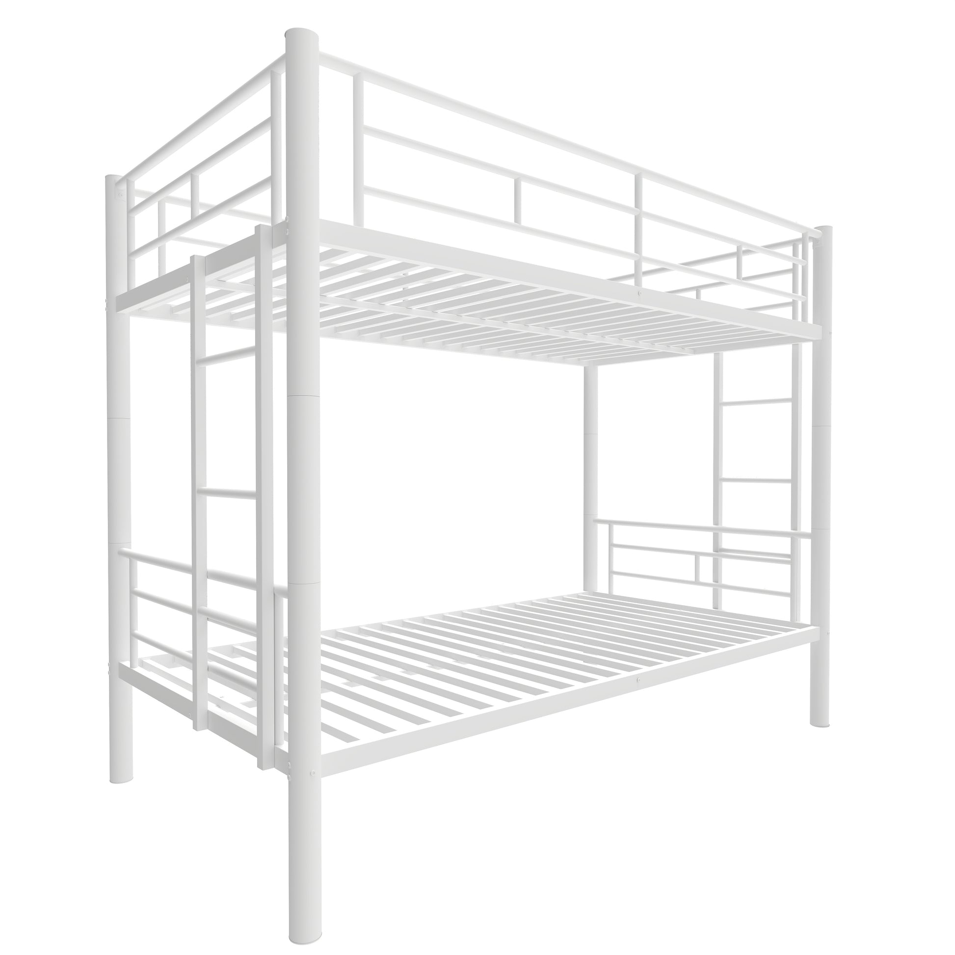 Bunk Bed Twin Over Twin Size With Ladder And High Guardrail, Able To Split, Metal Bunk Bed, Storage Space, Noise Free,White Twin White Metal Metal
