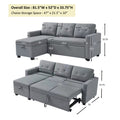 Upholstered Pull Out Sectional Sofa With Storage Chaise, Convertible Corner Couch, Light Grey Light Grey Wood Medium Soft Pillow Back Modern Square Arms Linen 3 Seat