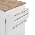 K&K Rolling Kitchen Island With Storage, Kitchen Cart With Rubber Wood Top, 3 Drawer, 2 Slide Out Shelf And Internal Storage Rack, Kitchen Island On Wheels With Spice Rack & Tower Rack, White White Kitchen Classic,European,Modern Rectangular Kitchen