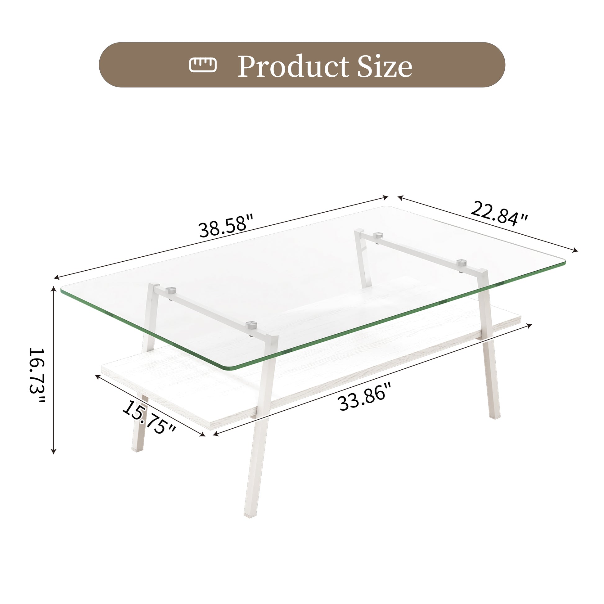 Coffee Table And End Tables Set Of 3, Tempered Glass Table With Mdf Layer, Modern Tables For Living Roomtransparent Glass Transparent Tempered Glass