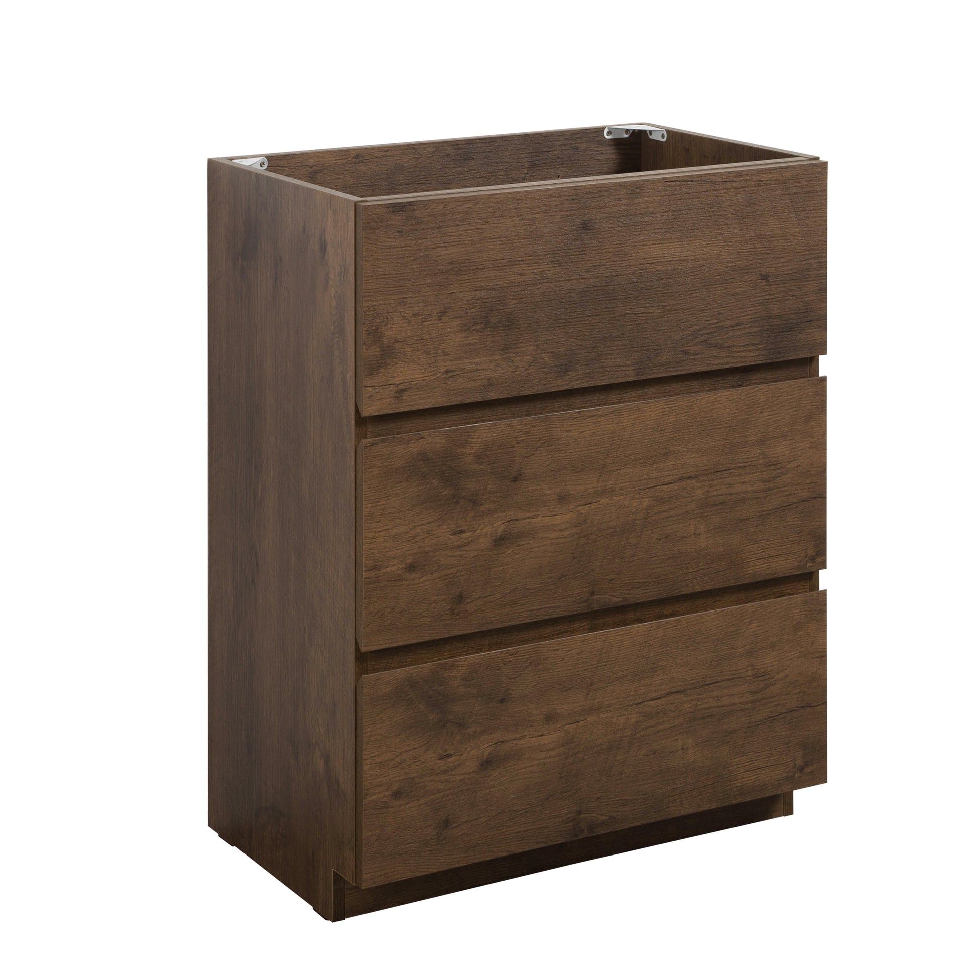 Alice 24F 105,Floor Cabinet Without Basin, Walnut Color, With Three Drawers, Pre Assembled Walnut Melamine