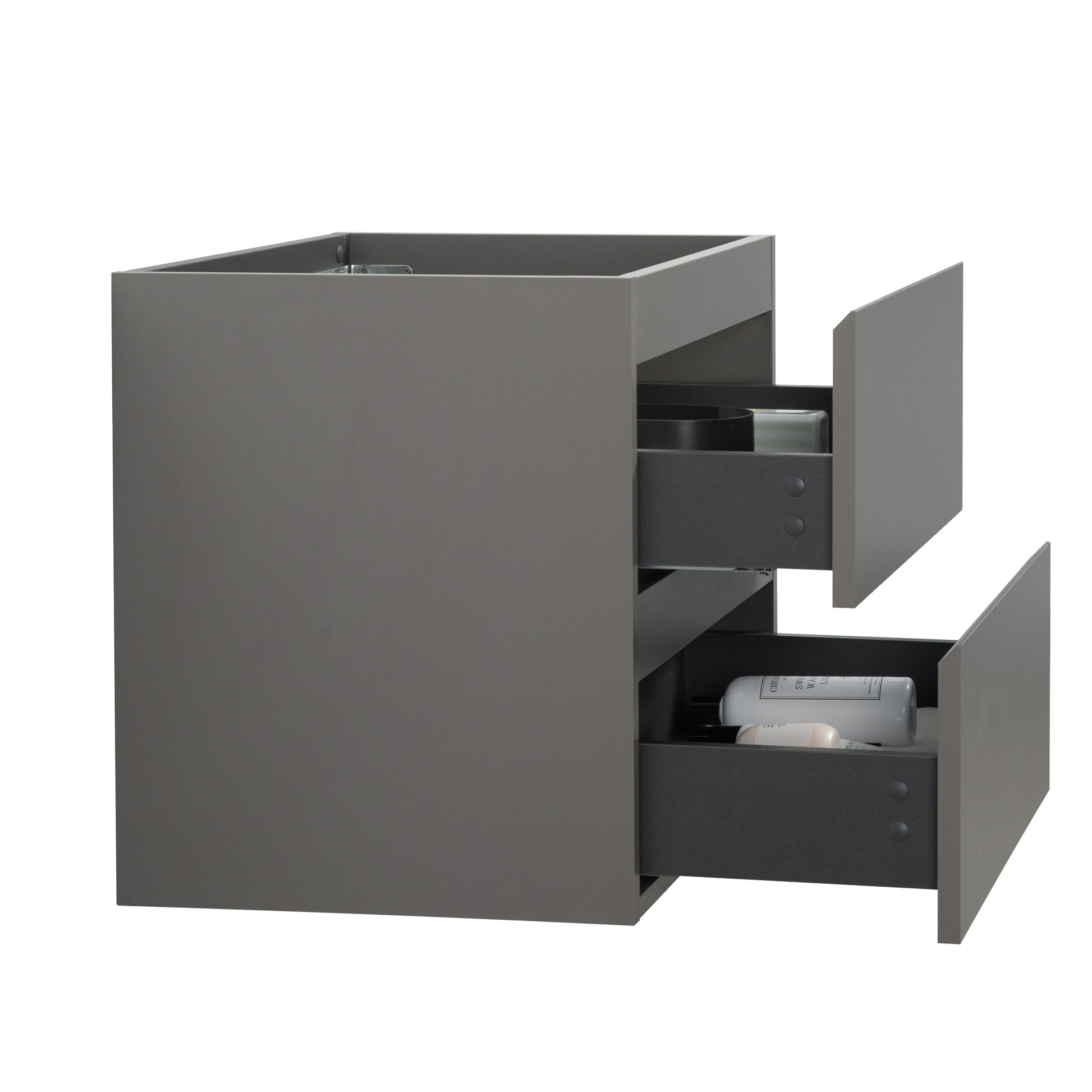 Alice 30W 102,Wall Mount Cabinet Without Basin, Gray Color, With Two Drawers, Pre Assembled White Gray Mdf