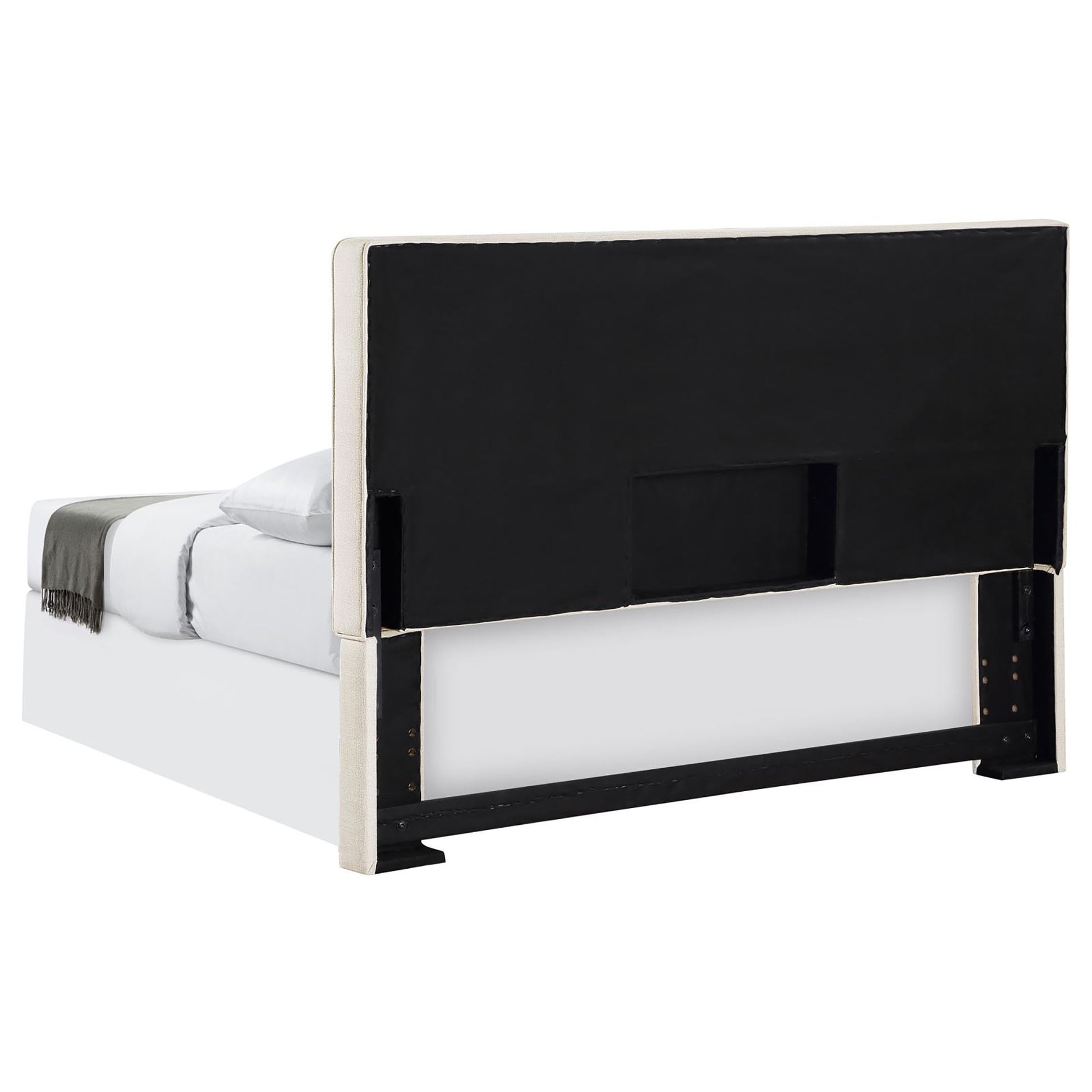 Sand Headboard With Self Welt Details Ivory Transitional Foam Upholstered