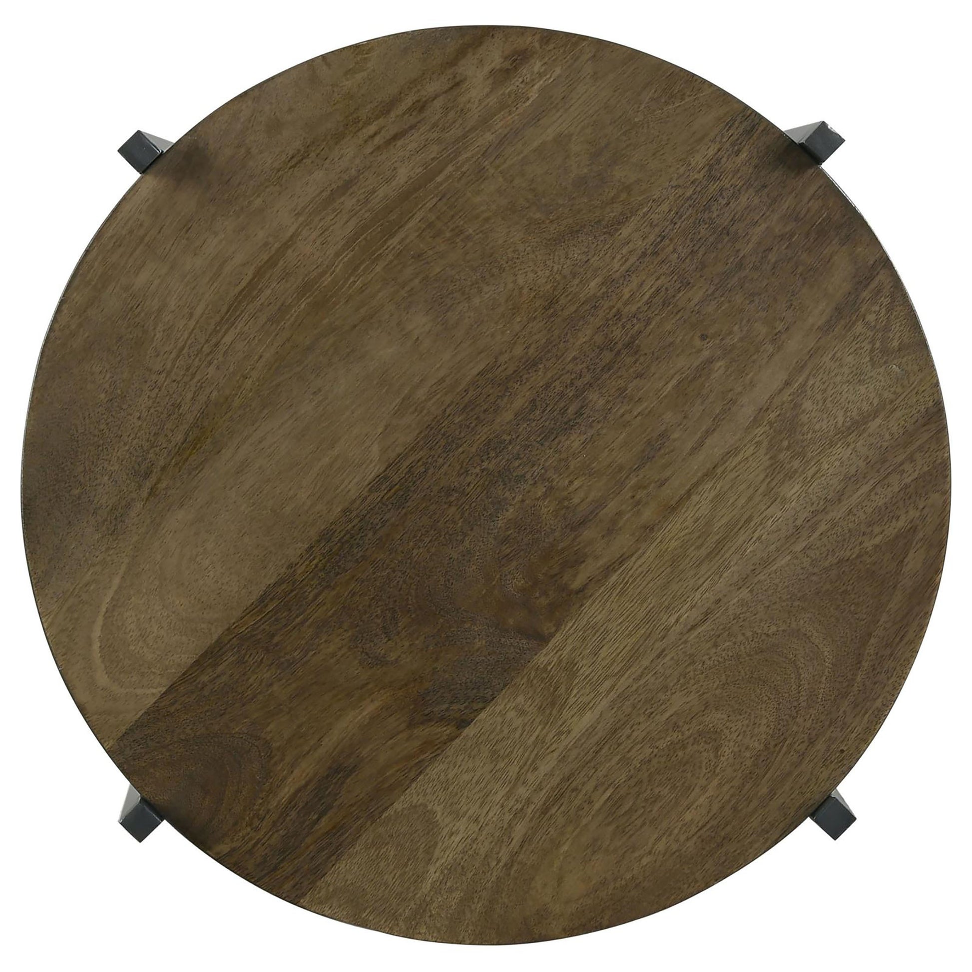 Natural And Gunmetal Accent Table With Bottom Shelf Brown Primary Living Space Transitional Shelves Coffee & End Tables Wood