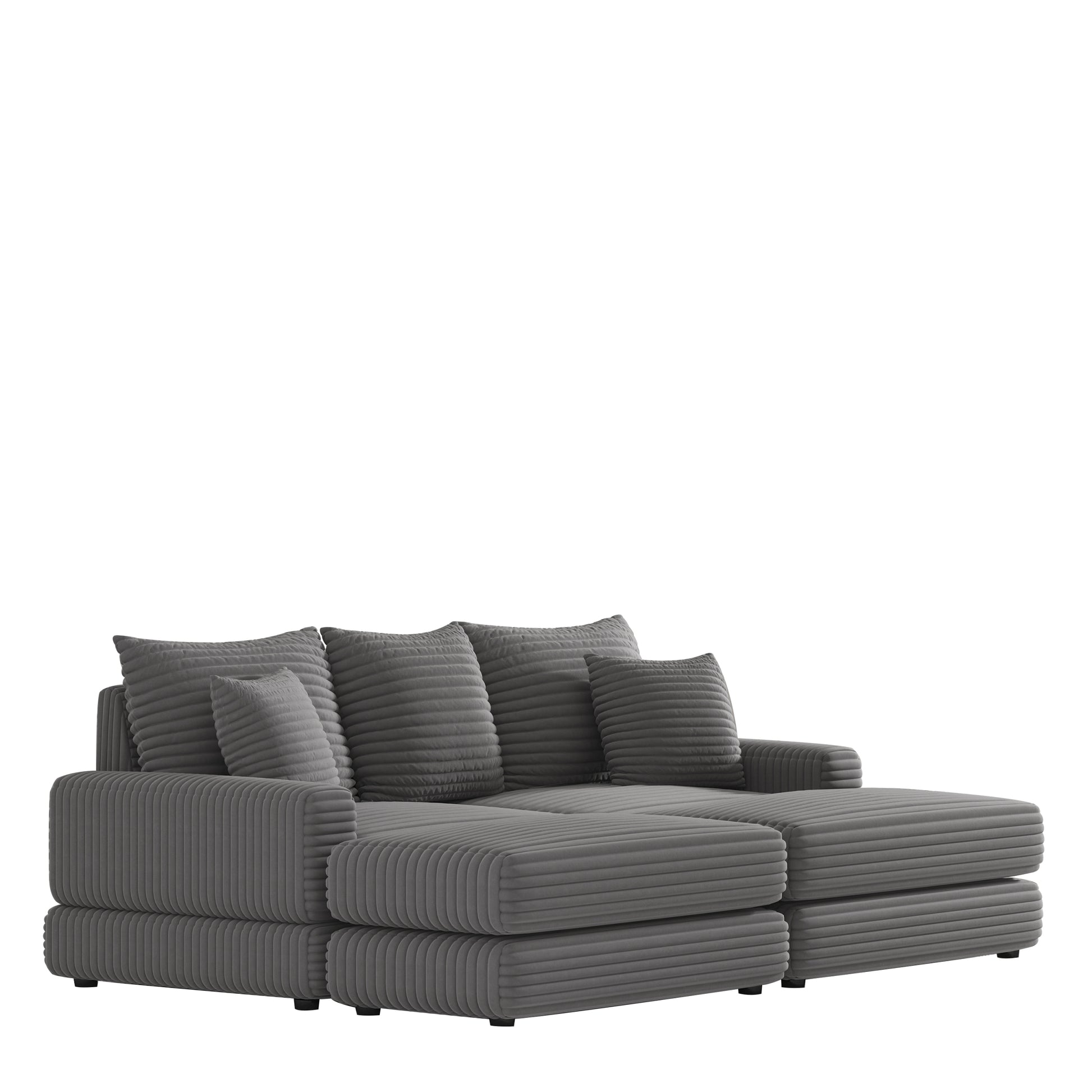 86.6 Inch Corduroy 3 Seater Sofa With 3 Back Pillows2 Toss Pillows And Two Ottoman ,Comfy Sofa Deep Seat Couch For Living Room Army Green Corduroy 3 Seat