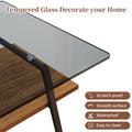 Rectangle Coffee Table, Tempered Glass Tabletop With Black Metal Legs, Modern Table For Living Roomgray Glass Gray Tempered Glass