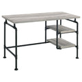 Grey Driftwood And Black 2 Shelf Writing Desk Grey Writting Desk Office Industrial Rectangular Shelves Desk Wood