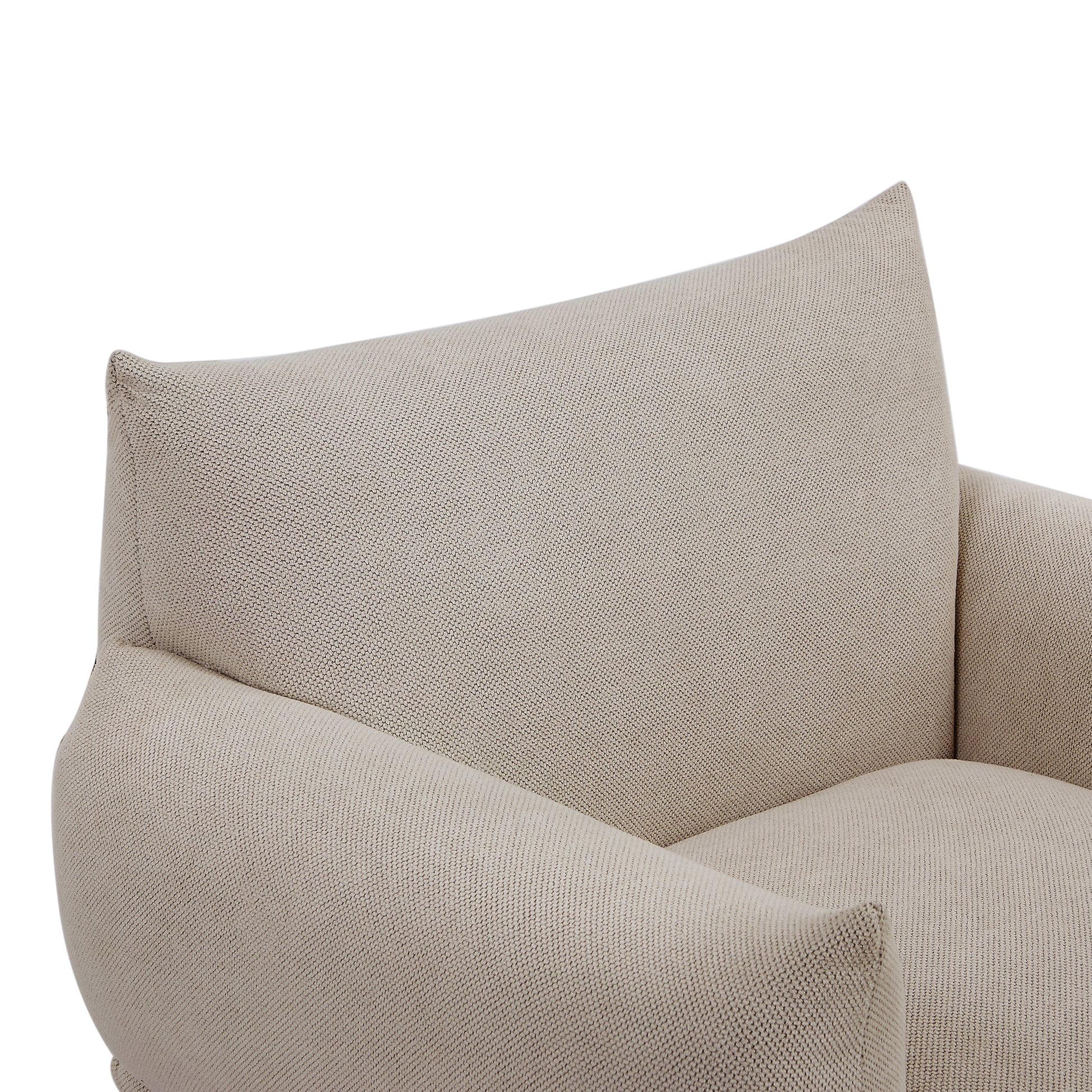 36" Modern Accent Upholstered Armchair, Beige Flannelette Fabric Reading Chair, Originality Of Shapes And Black Metal Legs Single Sofa For Bedroom, Apartment, Office, Lounge. Beige Foam Fabric