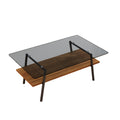 Rectangle Coffee Table, Tempered Glass Tabletop With Black Metal Legs, Modern Table For Living Roomgray Glass Gray Tempered Glass