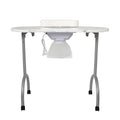 Portable & Foldable Manicure Table Nail Table Desk With Electric Dust Collector, 4 Lockable Wheels, Carry Bag, White White Mdf