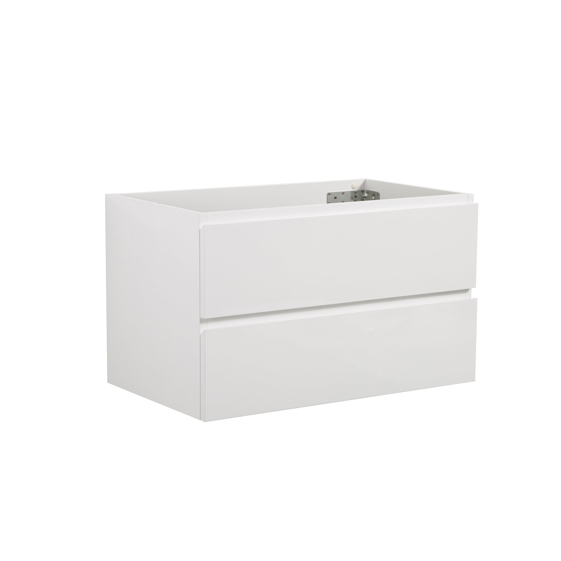 Alice 36W 201,Wall Mount Cabinet Without Basin, White Color, With Two Drawers, Pre Assembled White Mdf