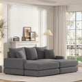 86.6 Inch Corduroy 3 Seater Sofa With 3 Back Pillows2 Toss Pillows And Two Ottoman ,Comfy Sofa Deep Seat Couch For Living Room Army Green Corduroy 3 Seat