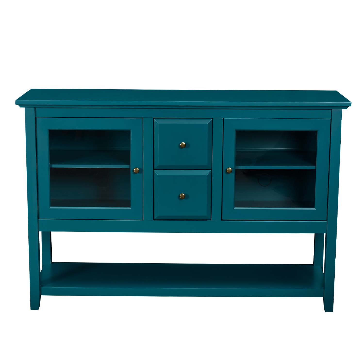 52" Modern Sideboard Storage With Adjustable Shelves, Sideboard Buffet Cabinet With 2 Doors, Credenzas For Dining Room, Living Room, Entryway Teal Dining Room Adjustabel Shelves Mdf Glass