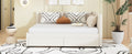Full Size Upholstered Daybed With 2 Storage Drawers Sofa Bed Frame No Box Spring Needed, Linen Fabric Beige Beige Linen