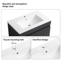 30 Inch Wall Mounted Bathroom Vanity With White Ceramic Basin,Two Soft Close Cabinet Doors, Solid Wood,Excluding Faucets,Black Black Solid Wood