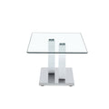 Rectangular Modern And Fashionable Coffee Table With Tempered Glass Tabletop And White Legs. Suitable For Living Room.47.2