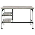 Grey Driftwood And Black 2 Shelf Writing Desk Grey Writting Desk Office Industrial Rectangular Shelves Desk Wood