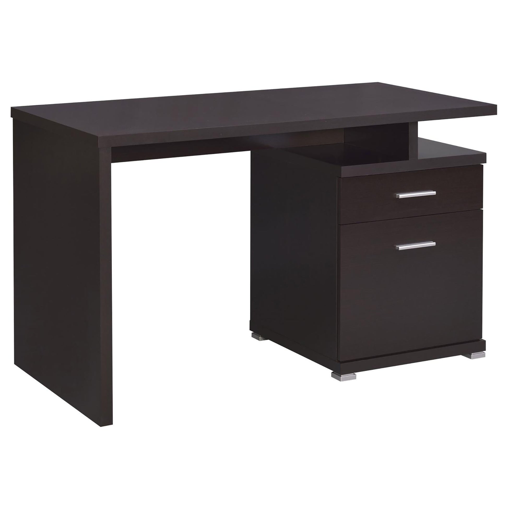 Cappuccino 2 Drawer Reversible Office Desk Brown Office Contemporary,Modern Rectangular Drawers Desk Wood