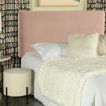 Blush Rectangular Headboard Pink Wood Bedroom Transitional Rubberwood Foam Upholstered