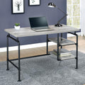 Grey Driftwood And Black 2 Shelf Writing Desk Grey Writting Desk Office Industrial Rectangular Shelves Desk Wood