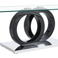 A Rectangular Modern And Fashionable Coffee Table With Tempered Glass Tabletop And Black Legs. Suitable For Living Room. 47.2