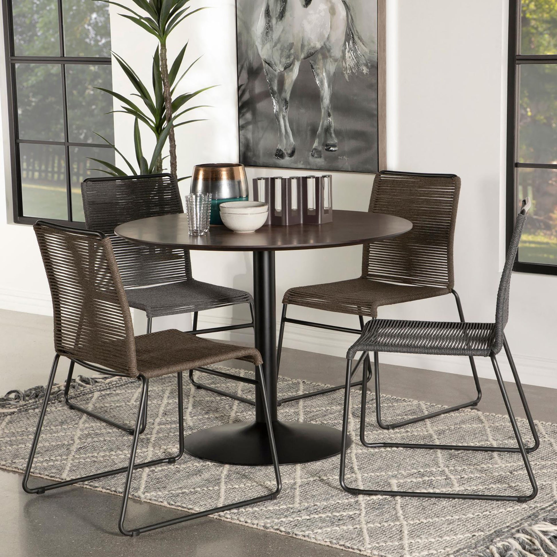 Brown And Black Round Dining Table Brown Dining Room Contemporary,Modern Round Kitchen & Dining Tables Wood Pedestal