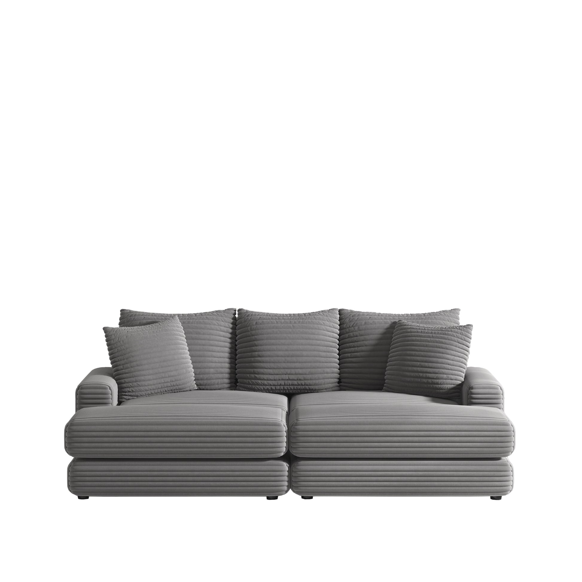 86.6 Inch Corduroy 3 Seater Sofa With 3 Back Pillows2 Toss Pillows And Two Ottoman ,Comfy Sofa Deep Seat Couch For Living Room Army Green Corduroy 3 Seat