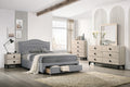 Light Grey Burlap Fabric 1Pcs Queen Size Bed W Drawer Button Tufted Arch Design Headboard Storage Fb Bedframe Bedroom Furniture Box Spring Not Required Queen Light Grey Wood Bedroom American Design,Contemporary,Modern,Transitional Bed Frame Burlap