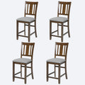 Dining Room Furniture Counter Height Chairs Set For 4, Kitchen Chair With Padded Seat, Walnut Wood Walnut Solid Back Seats 4 Dining Room Rubberwood Rubber Wood