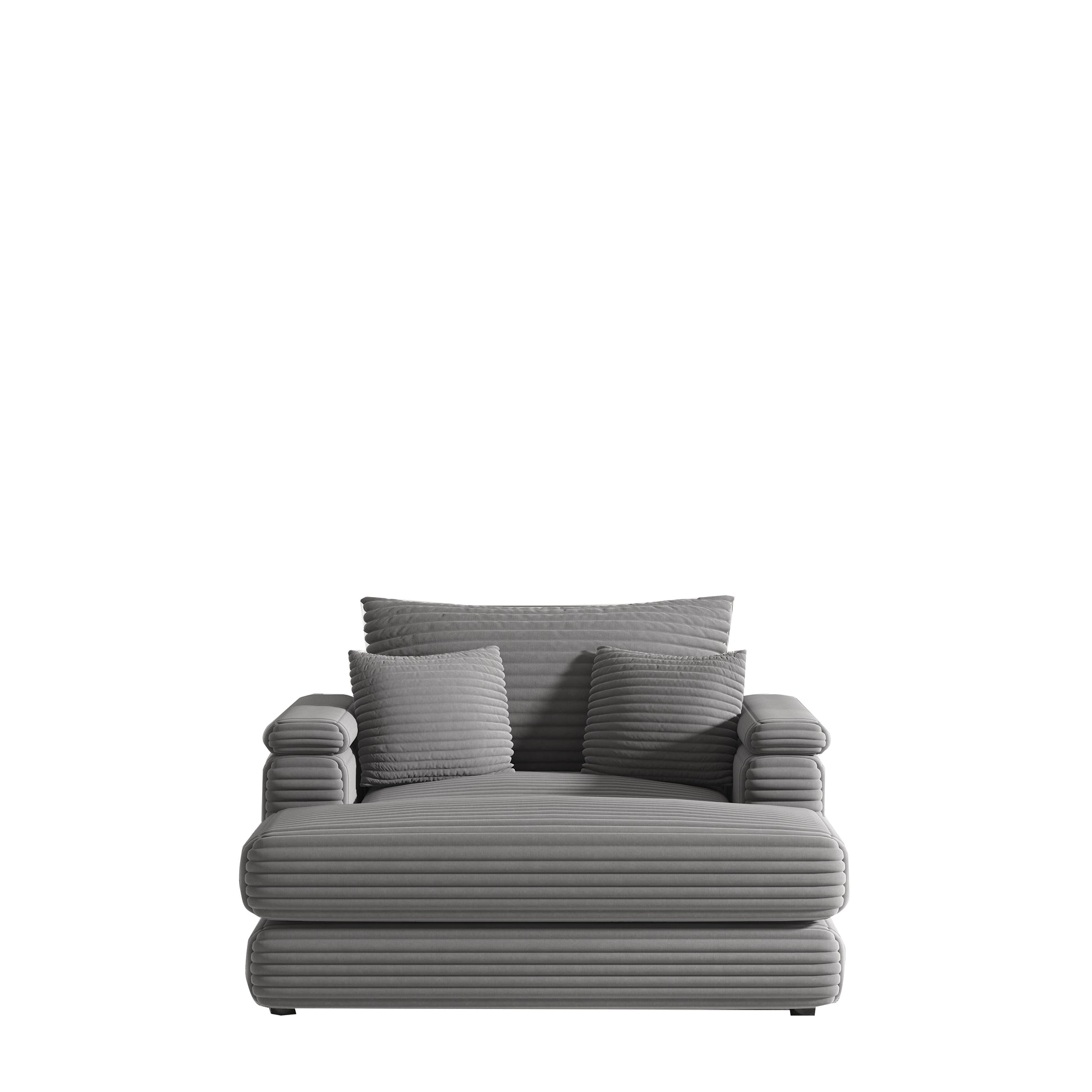 43.3 Inch Corduroy Single Sofa With A Back Pillow2 Toss Pillows And A Ottoman ,Comfy Sofa Deep Seat Couch For Living Room Grey Corduroy 1 Seat