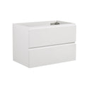 Alice 30W 201, Wall Mount Cabinet Without Basin, White Color, With Two Drawers, Pre Assembled White Mdf