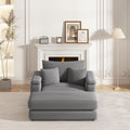 43.3 Inch Corduroy Single Sofa With A Back Pillow2 Toss Pillows And A Ottoman ,Comfy Sofa Deep Seat Couch For Living Room Grey Corduroy 1 Seat