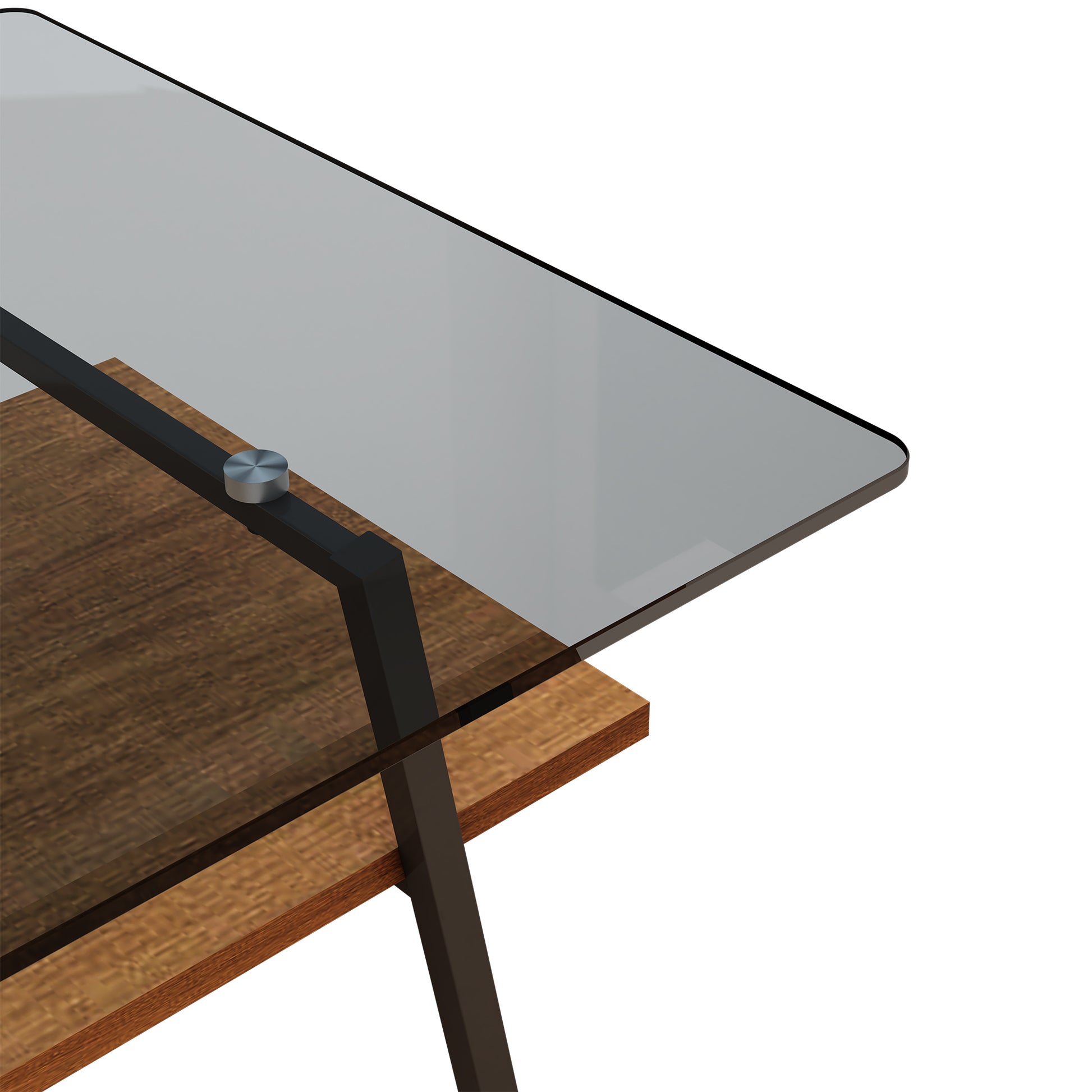 Rectangle Coffee Table, Tempered Glass Tabletop With Black Metal Legs, Modern Table For Living Roomgray Glass Gray Tempered Glass