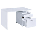 White 2 Drawer Reversible Office Desk White White Office Contemporary,Modern Rectangular Drawers Desk Wood