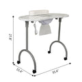 Portable & Foldable Manicure Table Nail Table Desk With Electric Dust Collector, 4 Lockable Wheels, Carry Bag, White White Mdf