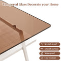 Coffee Table And End Tables Set Of 3, Tempered Glass Table With Mdf Layer, Modern Tables For Living Roombrown Glass Brown Tempered Glass