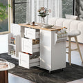 K&K Rolling Kitchen Island With Storage, Kitchen Cart With Rubber Wood Top, 3 Drawer, 2 Slide Out Shelf And Internal Storage Rack, Kitchen Island On Wheels With Spice Rack & Tower Rack, White White Kitchen Classic,European,Modern Rectangular Kitchen