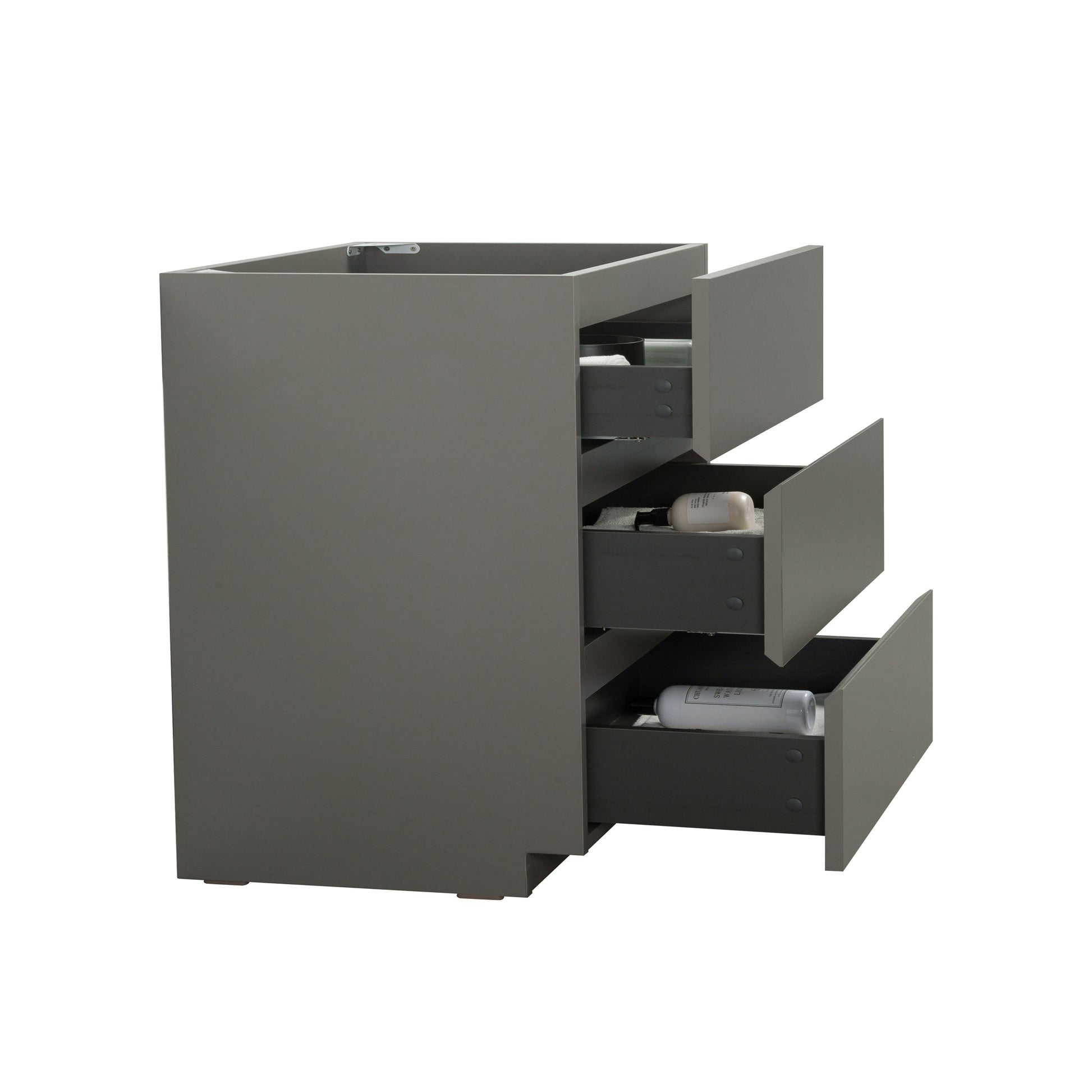 Alice 36F 102,Floor Cabinet Without Basin, Gray Color, With Three Drawers, Pre Assembled Gray Melamine