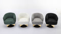 048 Chenille Fabric Accent Swivel Chair With Gold Metal Round Base,White White Primary Living Space Modern Eucalyptus Foam Chenille