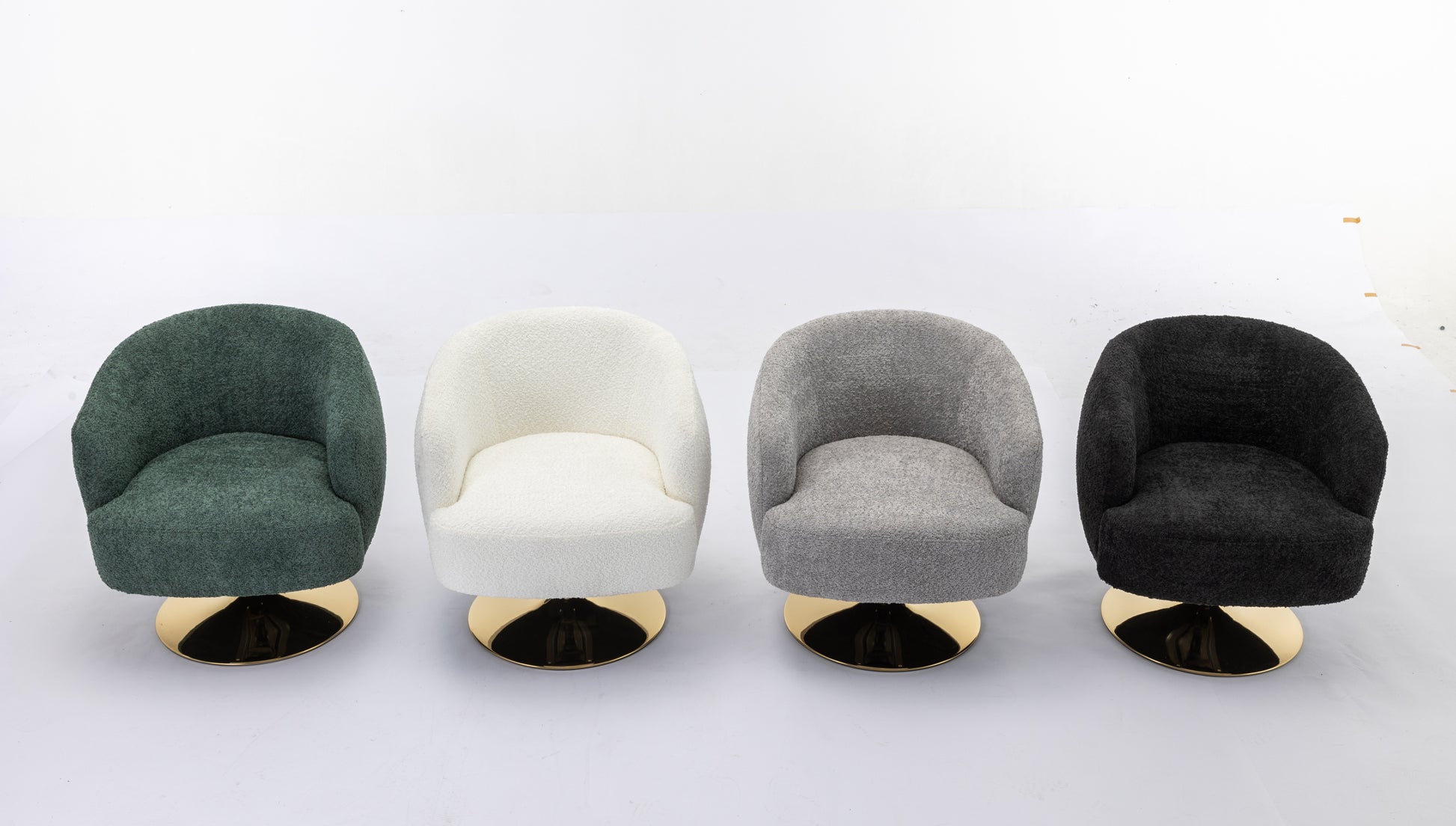 048 Chenille Fabric Accent Swivel Chair With Gold Metal Round Base,White White Primary Living Space Modern Eucalyptus Foam Chenille