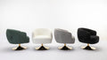 048 Chenille Fabric Accent Swivel Chair With Gold Metal Round Base,White White Primary Living Space Modern Eucalyptus Foam Chenille